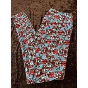 LuLaRoe Tall & Curvy TC Leggings Horses Blue Cranberry Black High Rise NWOT